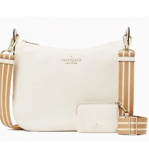 Kate spade large Rosie leather crossbody bag with coin case stripe strap 11x8.5